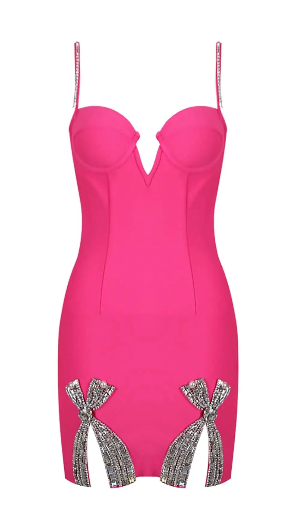 DIAMOND BANDAGE SPAGHETTI STRAP MINI DRESS IN PINK Gloria Lanvin