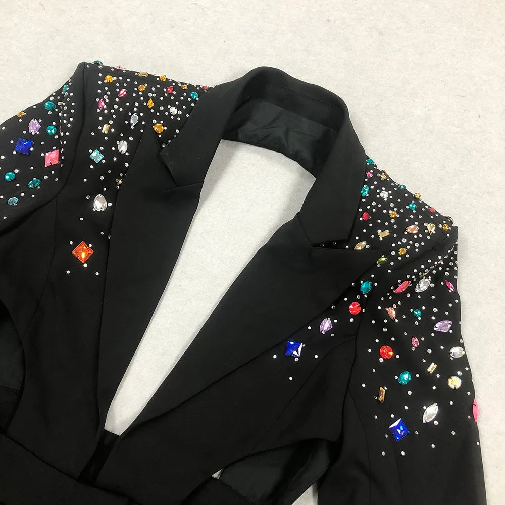 DIAMOND BLAZER JUMPSUIT IN BLACK Gloria Lanvin