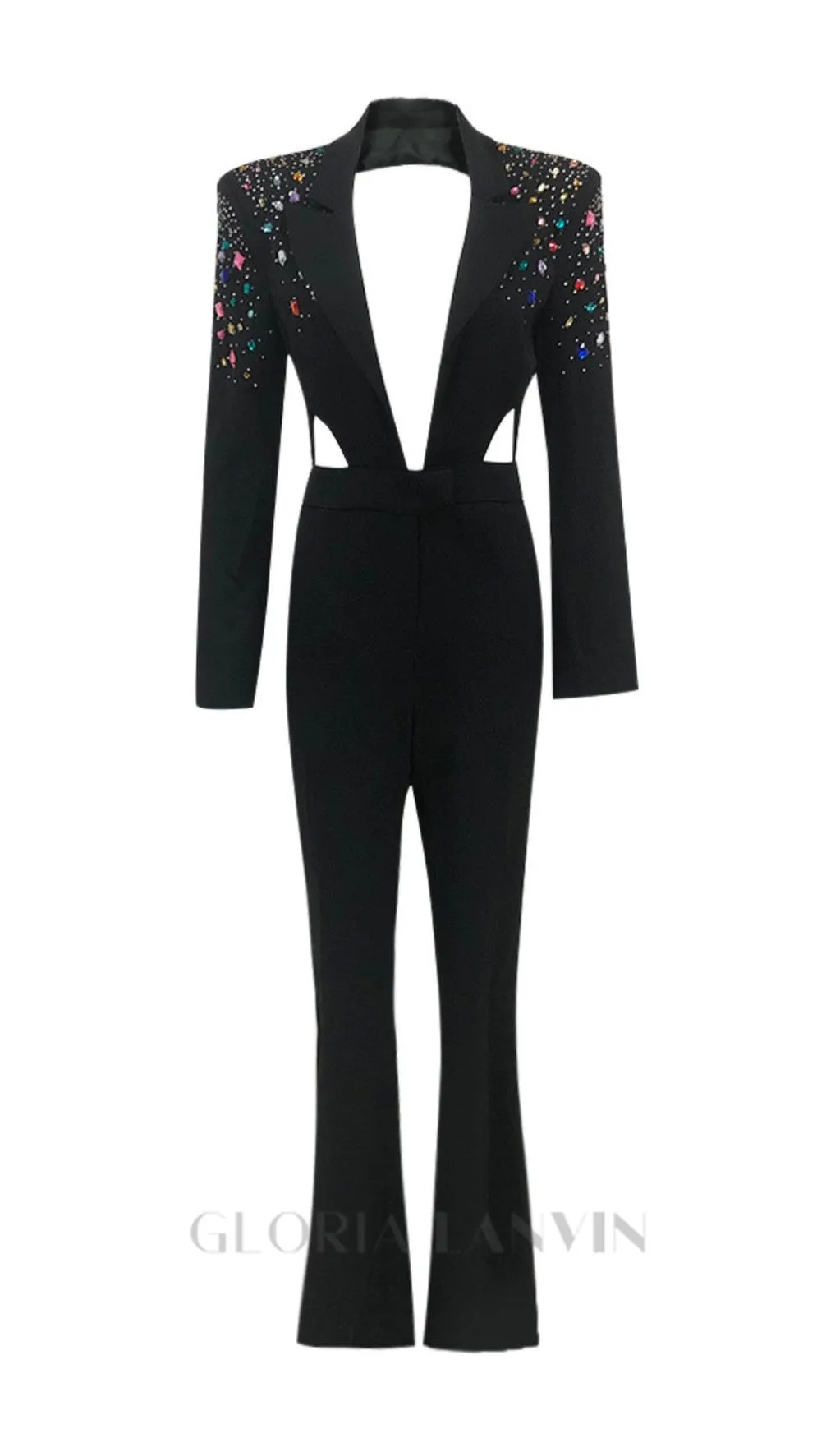 DIAMOND BLAZER JUMPSUIT IN BLACK Gloria Lanvin