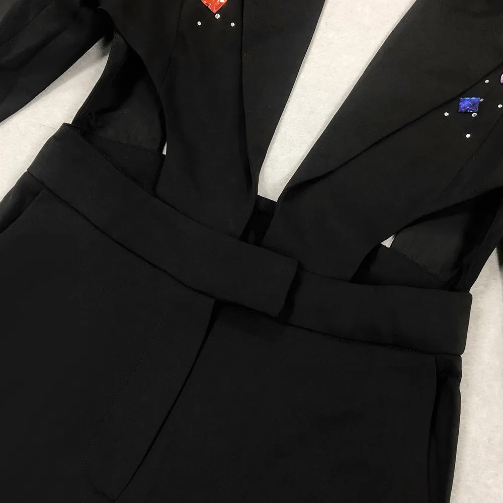 DIAMOND BLAZER JUMPSUIT IN BLACK Gloria Lanvin