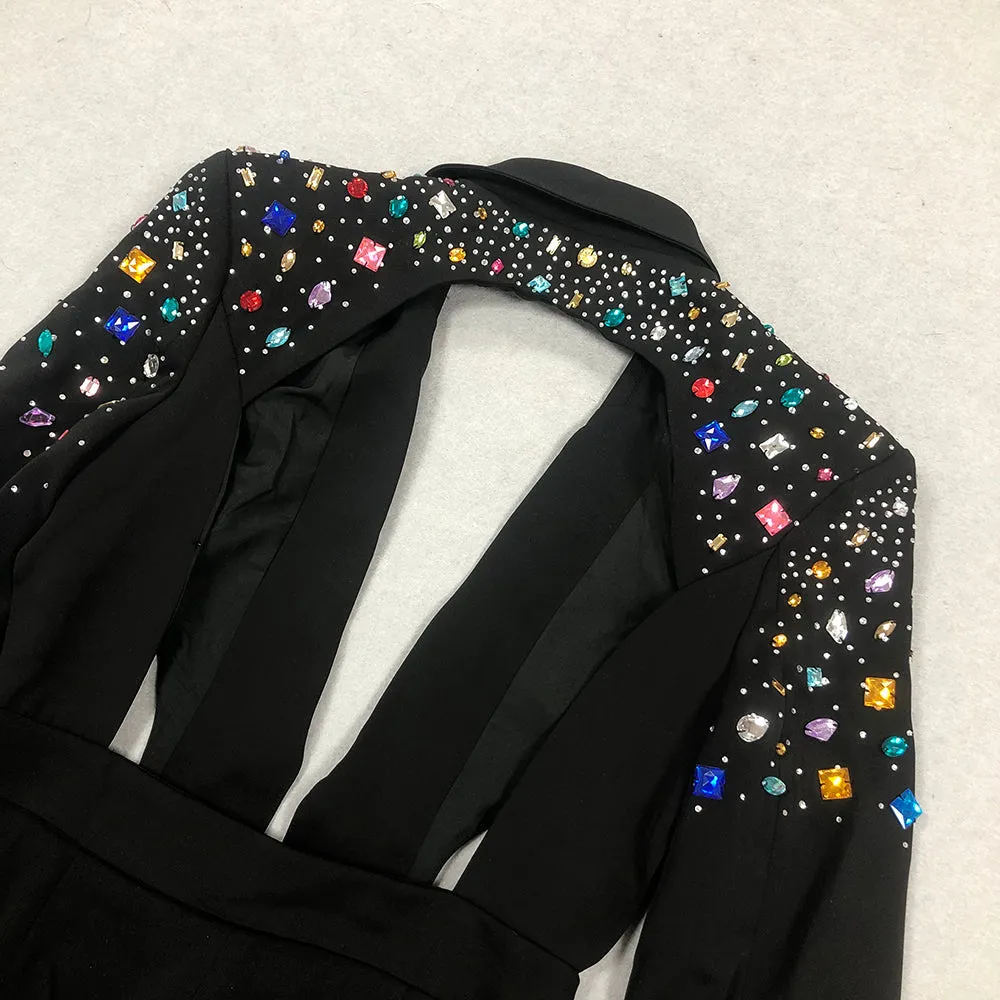 DIAMOND BLAZER JUMPSUIT IN BLACK Gloria Lanvin