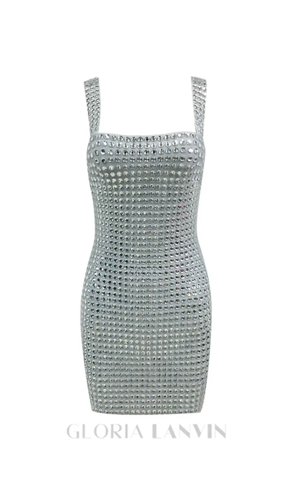 DIAMOND EMBELLISHED MINI DRESS IN GREY Gloria Lanvin