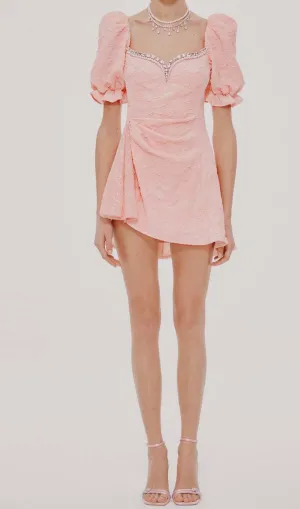 DIAMOND FLORAL BACKLESS MINI DRESS IN PINK Gloria Lanvin