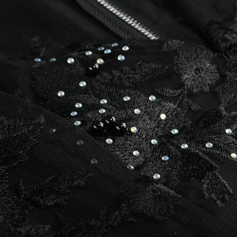 diamond three-dimensional flower jumpsuit in black Gloria Lanvin