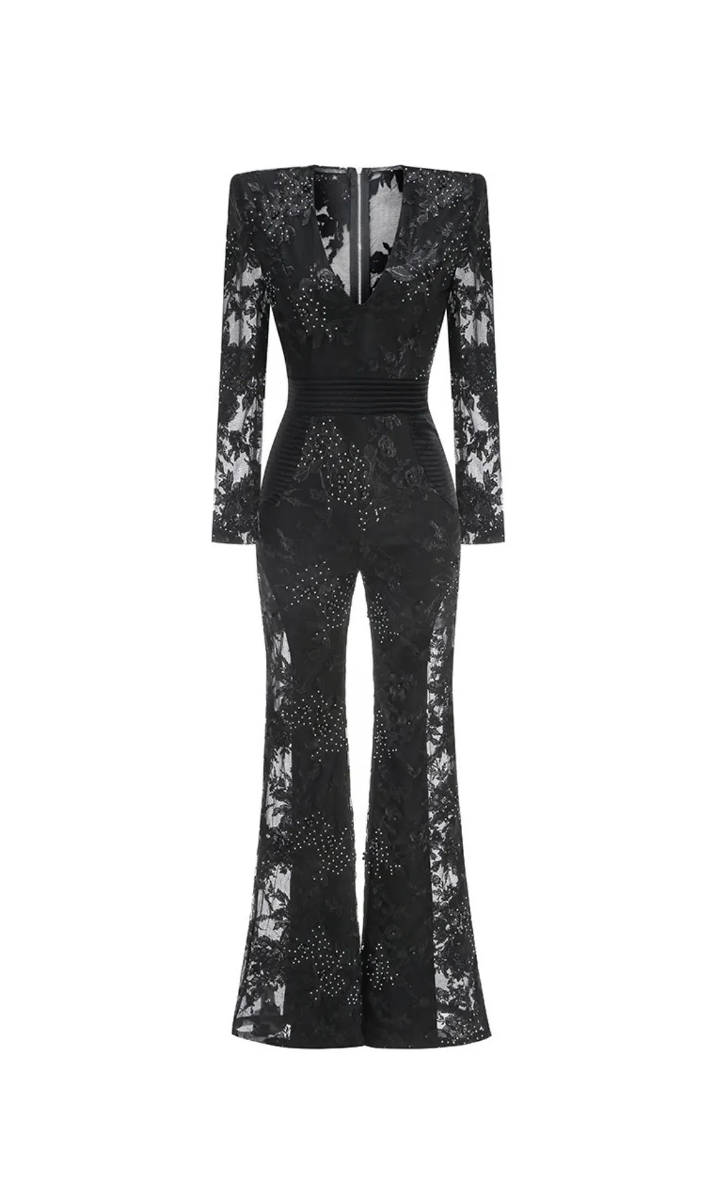 diamond three-dimensional flower jumpsuit in black Gloria Lanvin