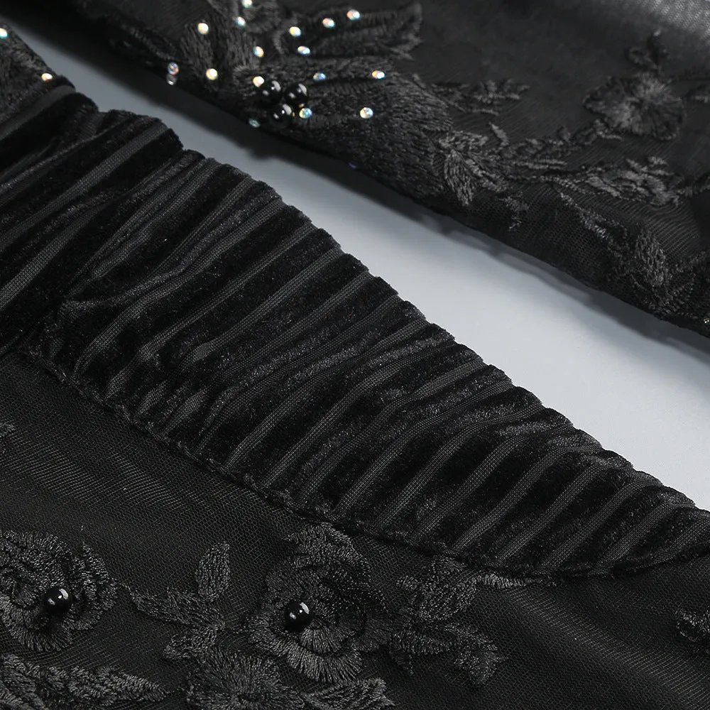diamond three-dimensional flower jumpsuit in black Gloria Lanvin