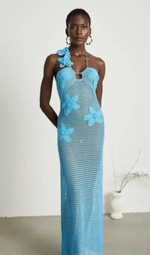 Diane knitted faux-flower embellished maxi dress Gloria Lanvin