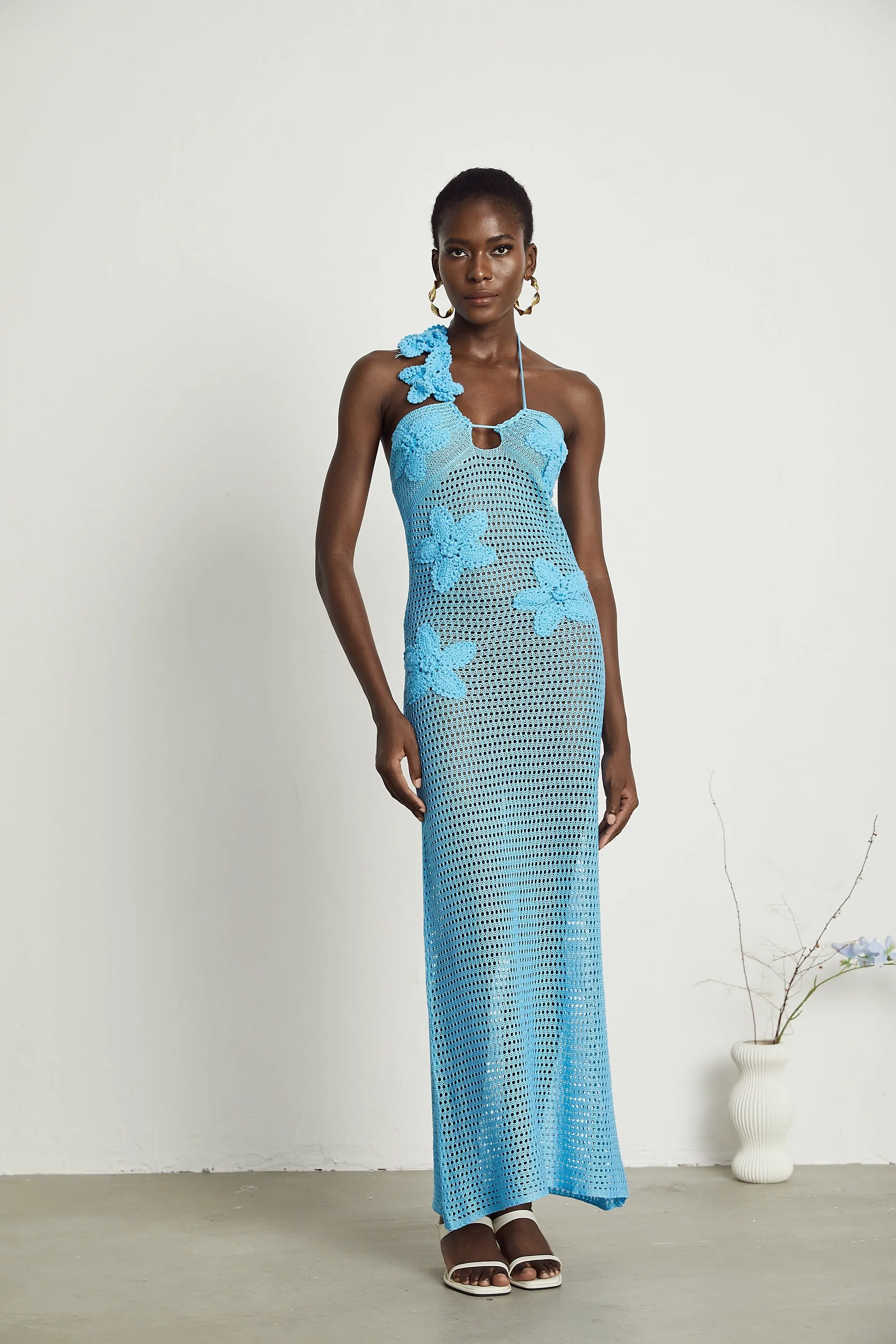 Diane knitted faux-flower embellished maxi dress Gloria Lanvin