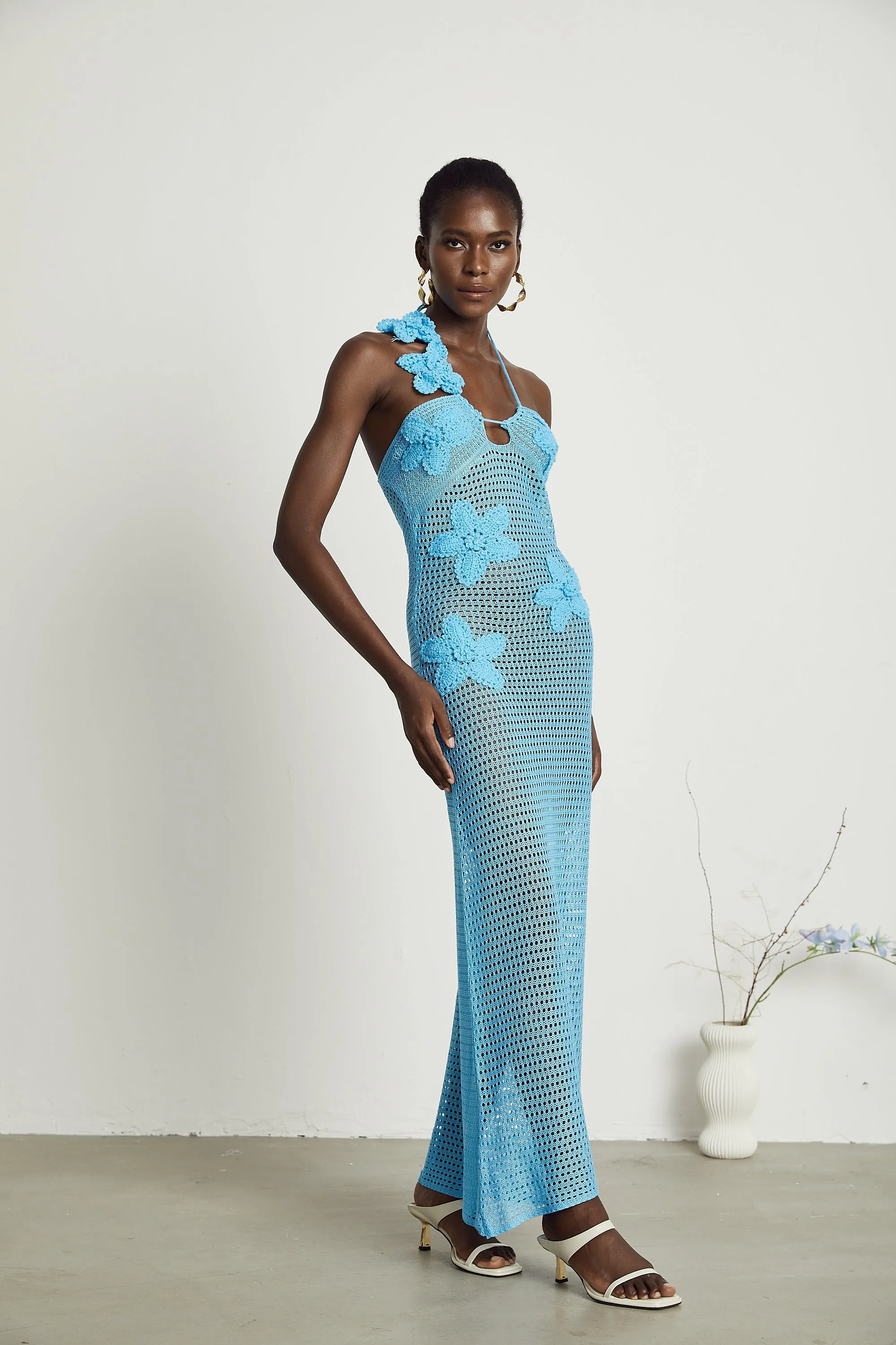 Diane knitted faux-flower embellished maxi dress Gloria Lanvin