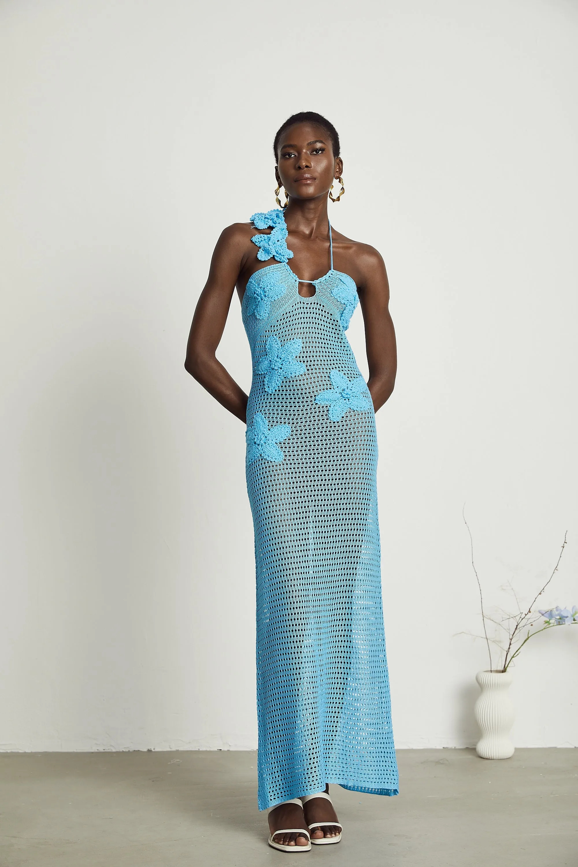 Diane knitted faux-flower embellished maxi dress Gloria Lanvin