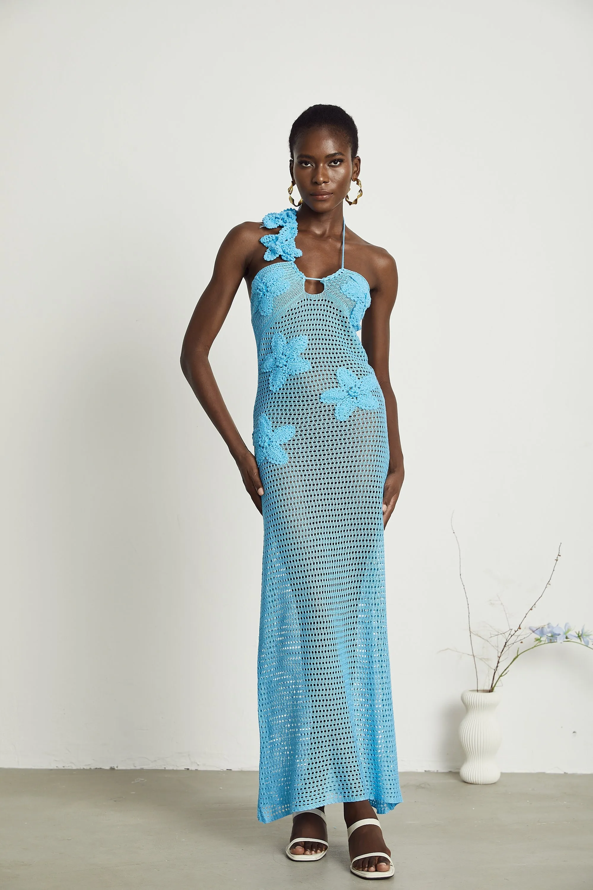 Diane knitted faux-flower embellished maxi dress Gloria Lanvin