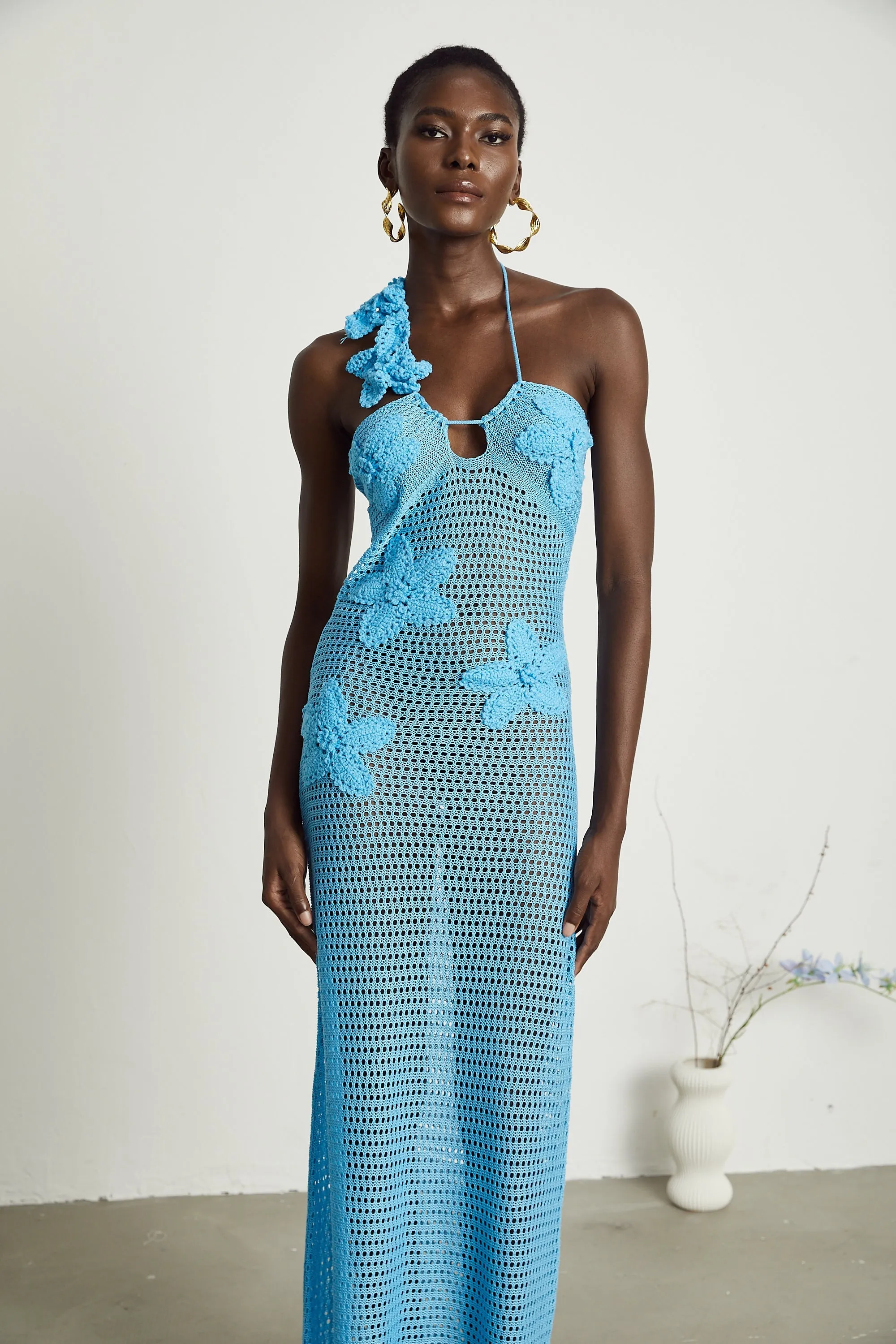 Diane knitted faux-flower embellished maxi dress Gloria Lanvin