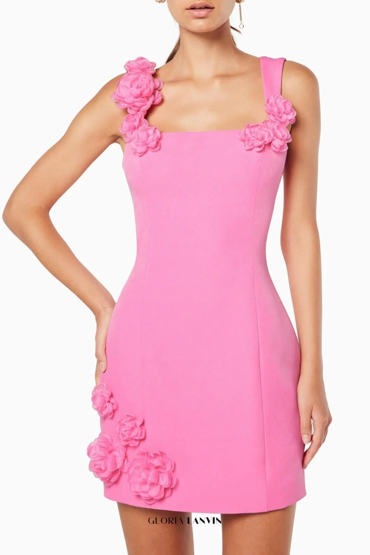 Dilanne Floral  Appliqu Mini Dress in Pink Gloria Lanvin