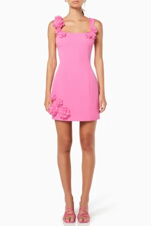 Dilanne Floral  Appliqu Mini Dress in Pink Gloria Lanvin