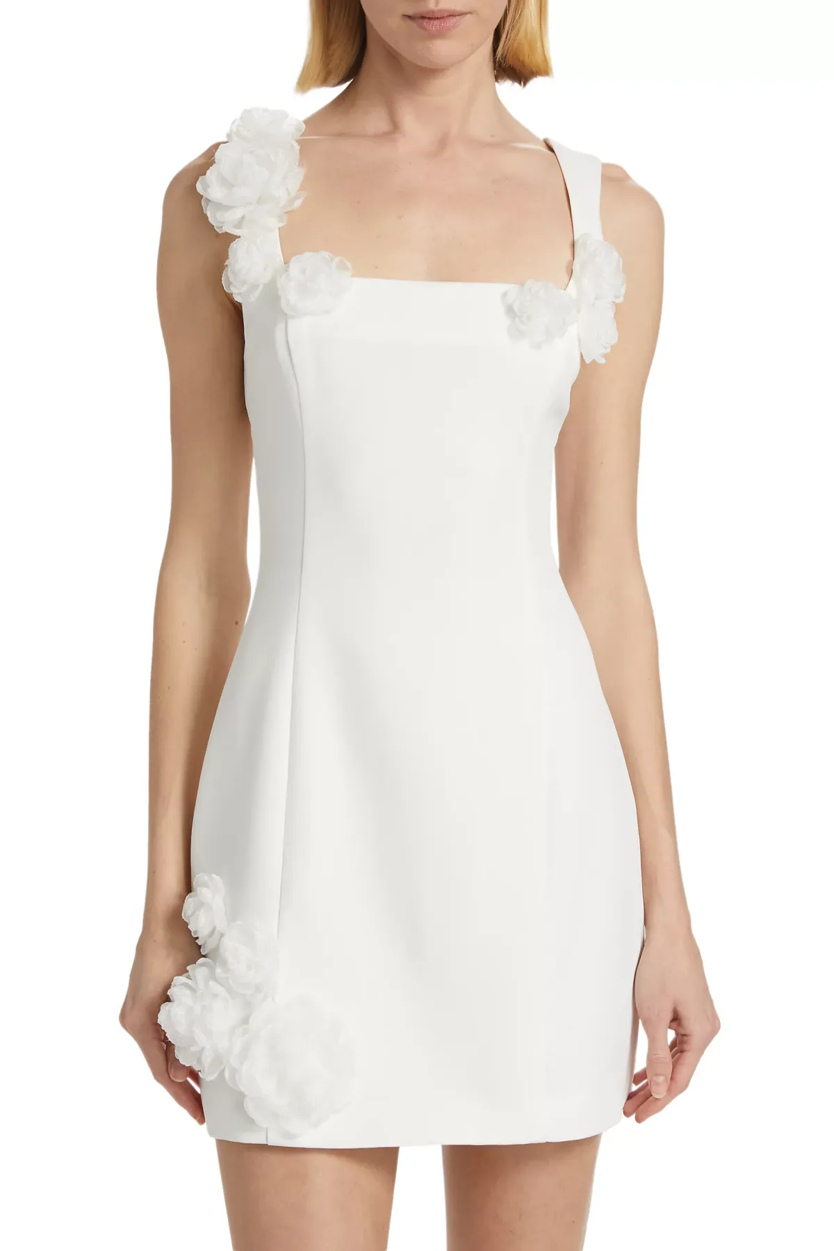 Dilanne Floral  Appliqu Mini Dress in White Gloria Lanvin