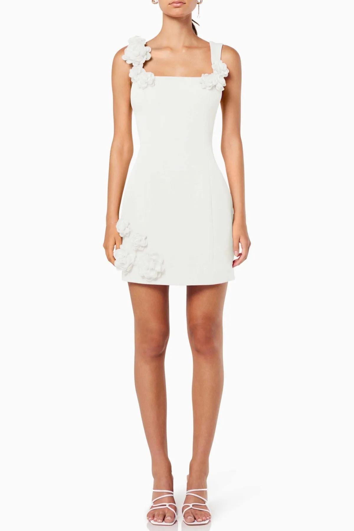 Dilanne Floral  Appliqu Mini Dress in White Gloria Lanvin