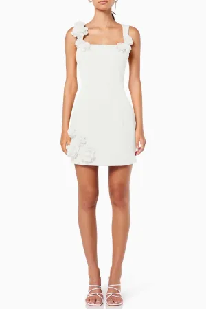 Dilanne Floral  Appliqu Mini Dress in White Gloria Lanvin
