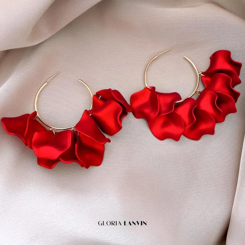 Dina Red Petal Earrings Gloria Lanvin