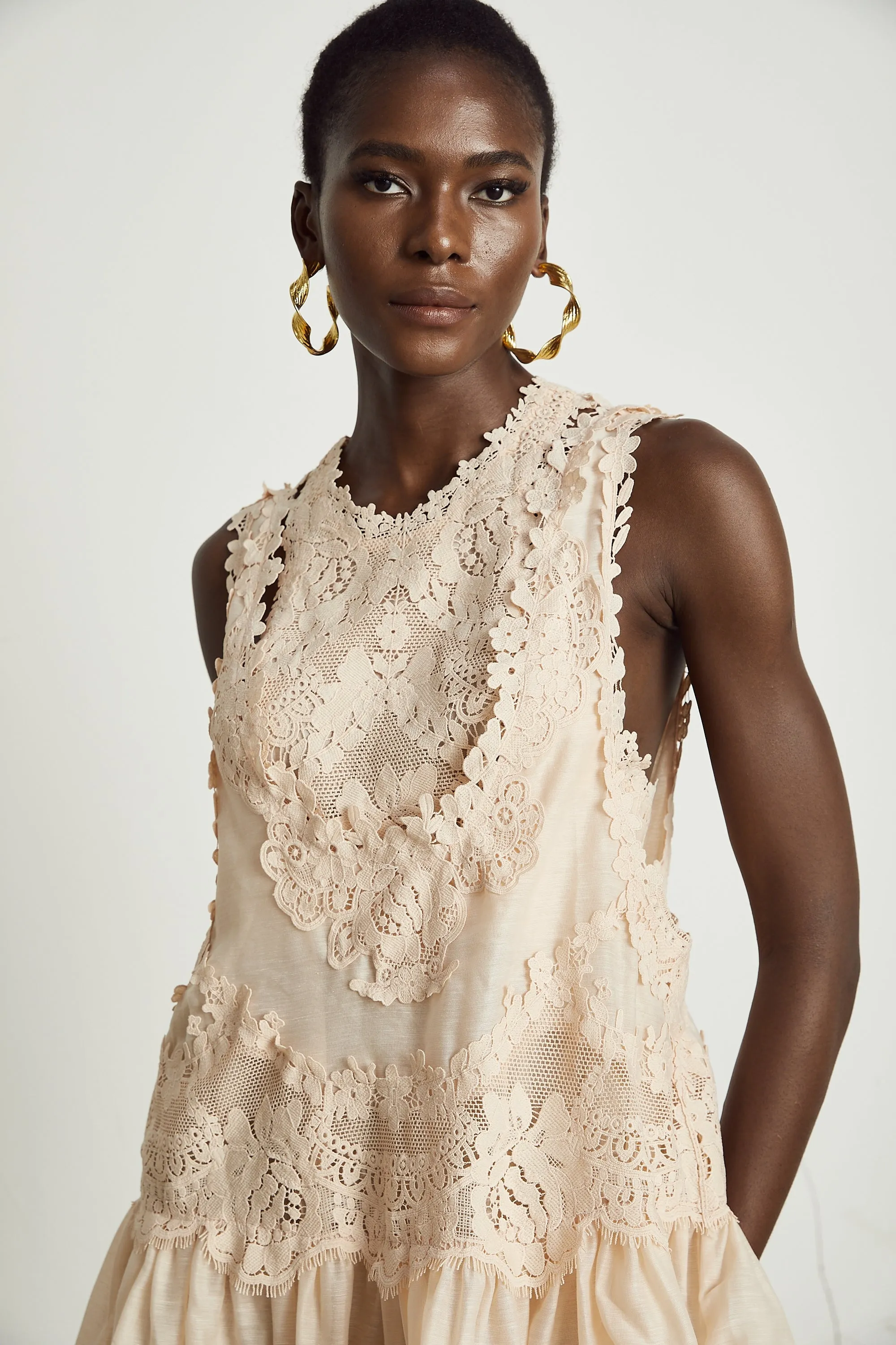 Dionne pink lace patch mini dress Gloria Lanvin