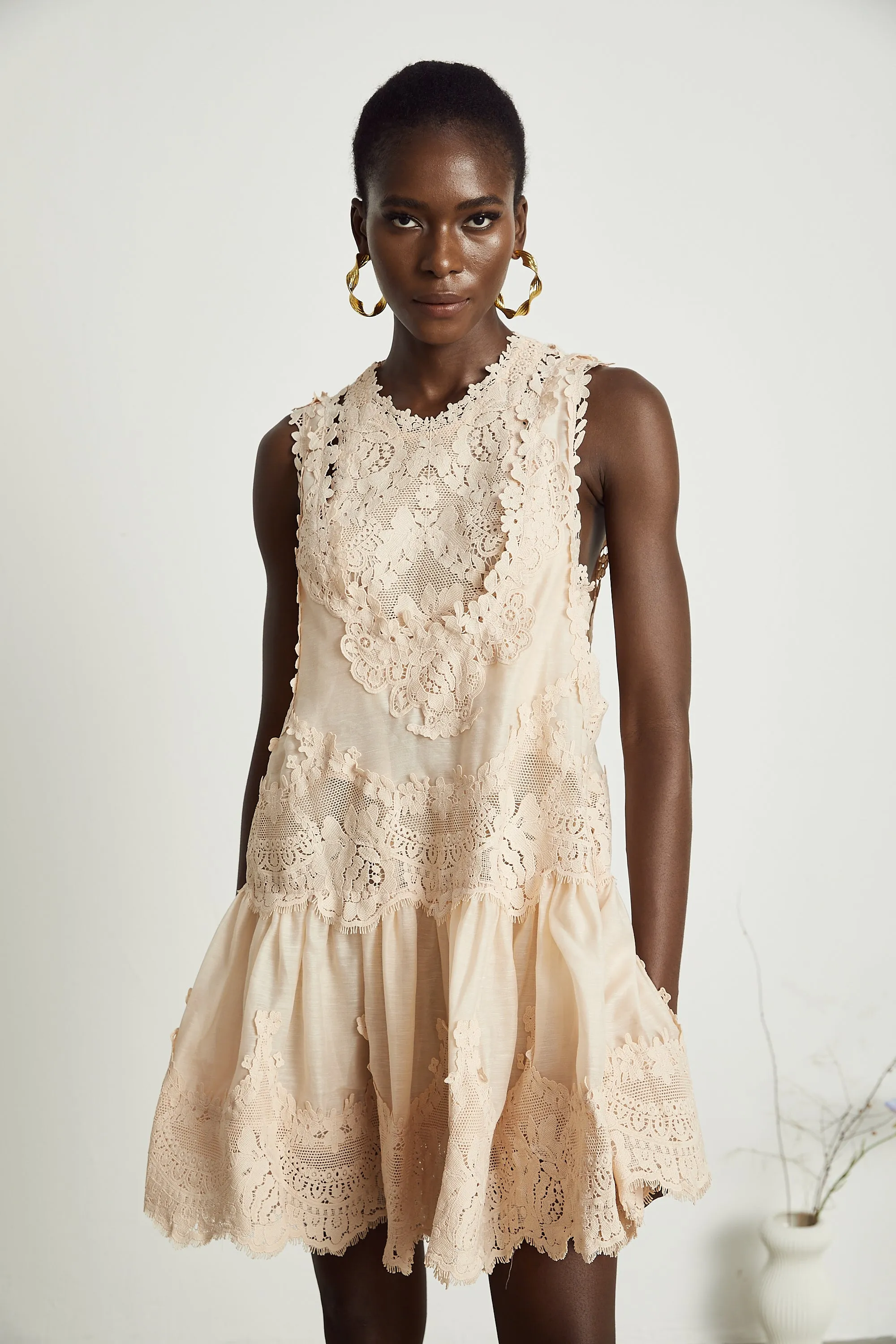 Dionne pink lace patch mini dress Gloria Lanvin