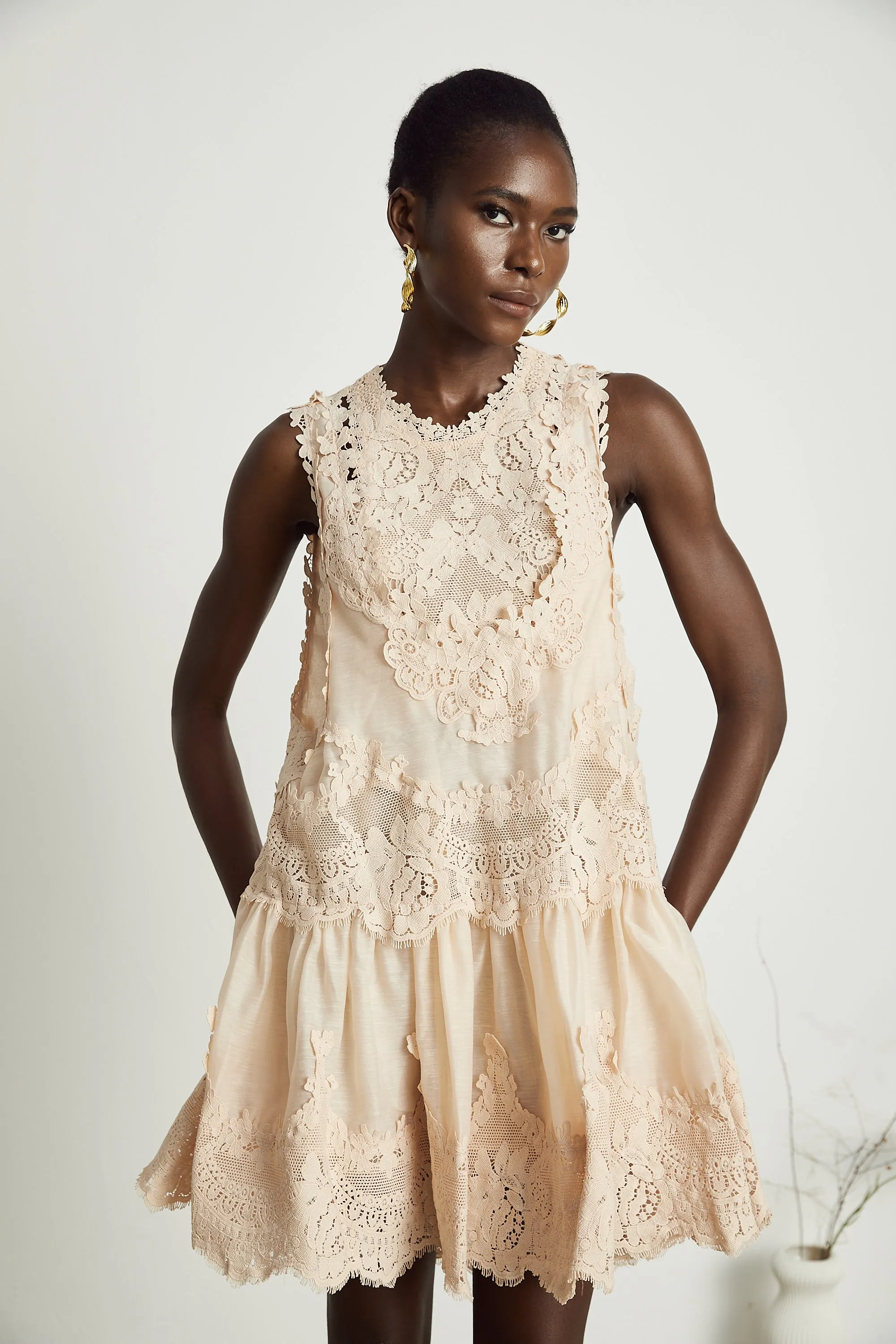 Dionne pink lace patch mini dress Gloria Lanvin