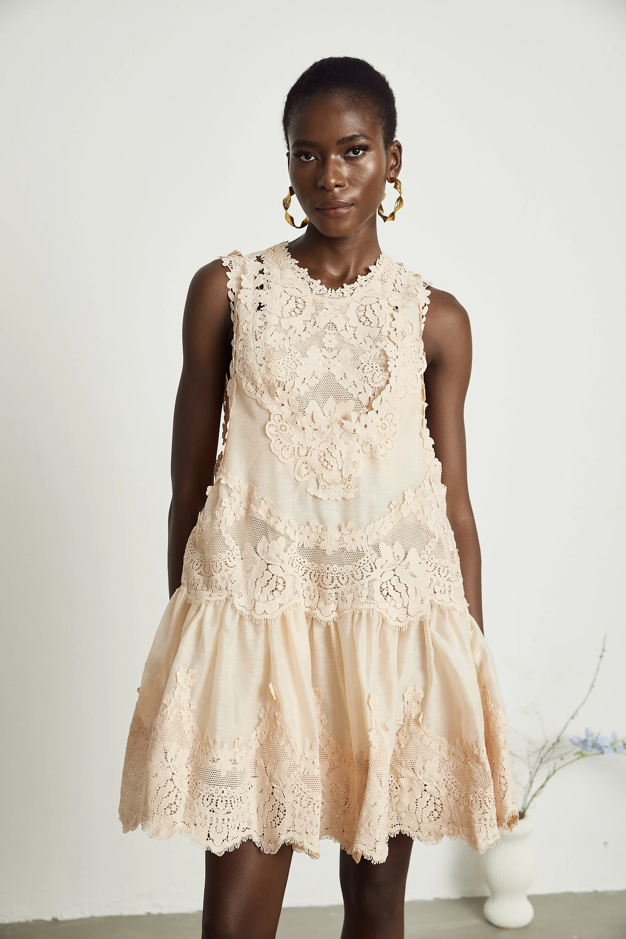 Dionne pink lace patch mini dress Gloria Lanvin