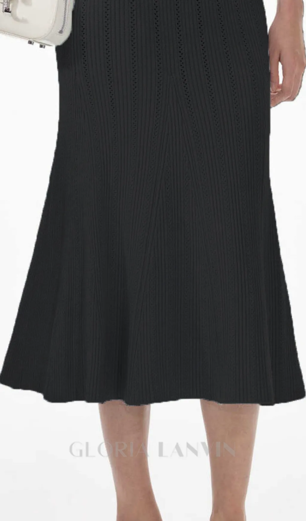 DOLORES BLACK POINTELLE MIDI DRESS Gloria Lanvin