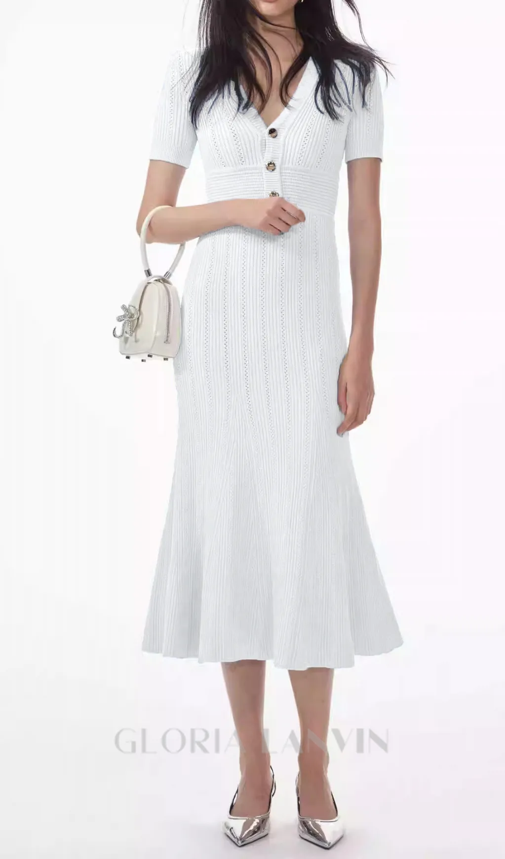DOLORES POINTELLE MIDI DRESS Gloria Lanvin