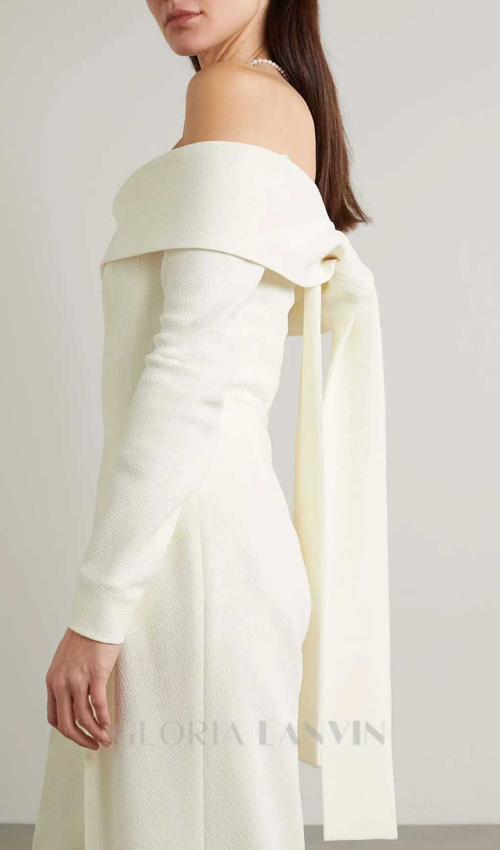 DOMINIC OFF-THE-SHOULDER CREPE JUMPSUIT IN IVORY Gloria Lanvin