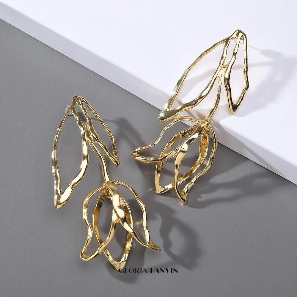 Dorcas Gold Flower Earrings Gloria Lanvin