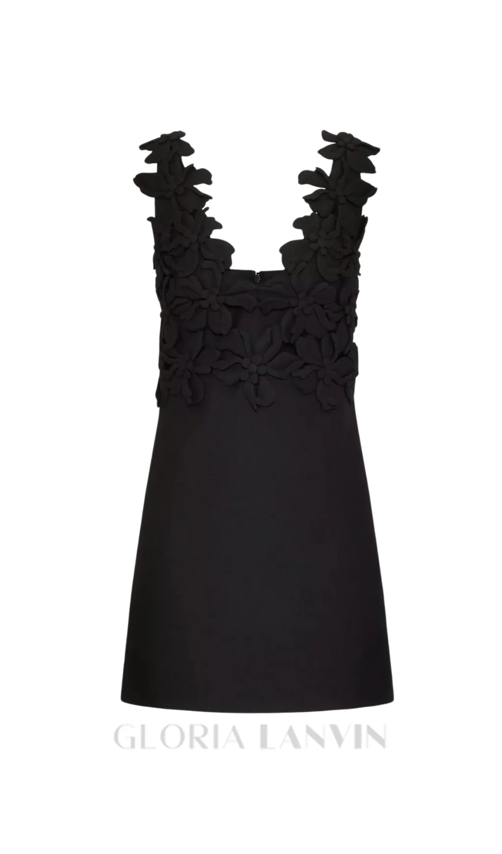 DOREEN EMBROIDERED CREPE COUTURE MINI DRESS IN BLACK Gloria Lanvin