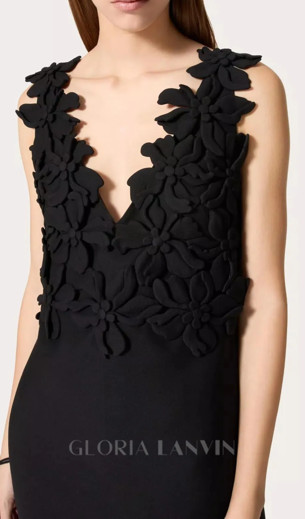 DOREEN EMBROIDERED CREPE COUTURE MINI DRESS IN BLACK Gloria Lanvin
