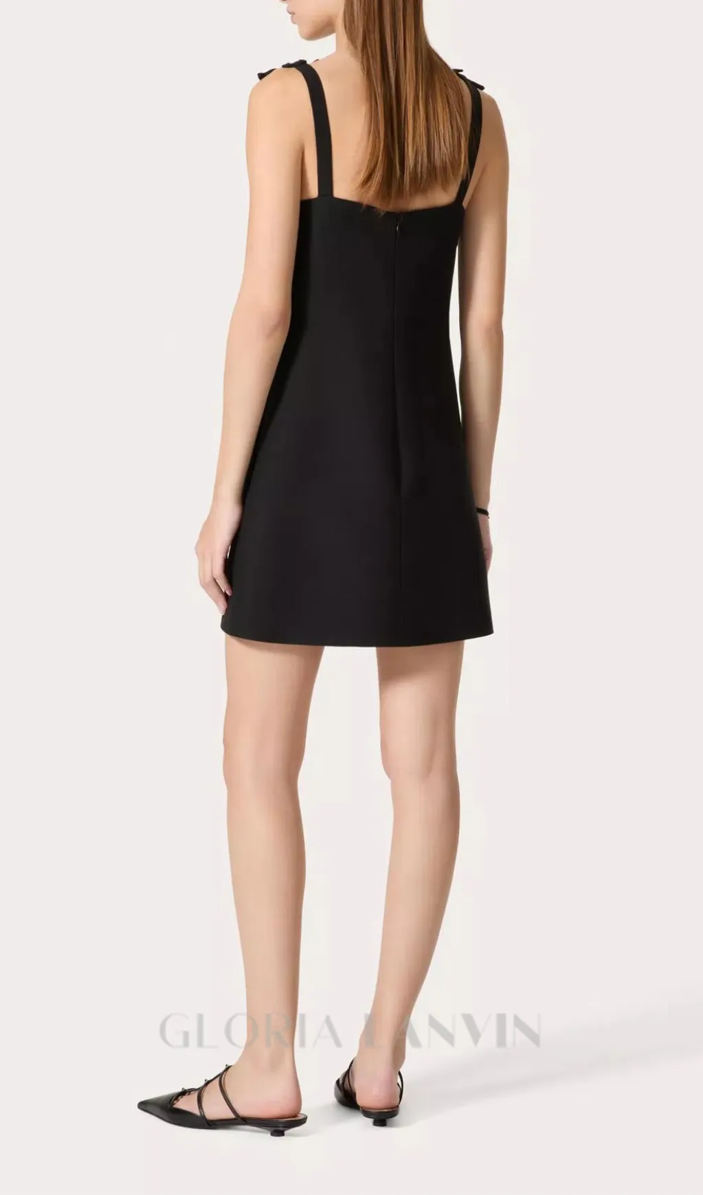 DOREEN EMBROIDERED CREPE COUTURE MINI DRESS IN BLACK Gloria Lanvin