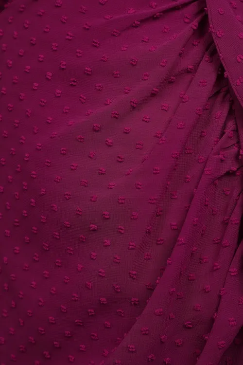 Dot Ruffled Midi Dress in Magenta Gloria Lanvin