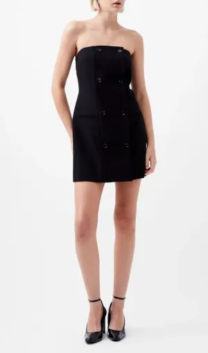 Double Breasted Strapless Twill Mini dress in black Gloria Lanvin