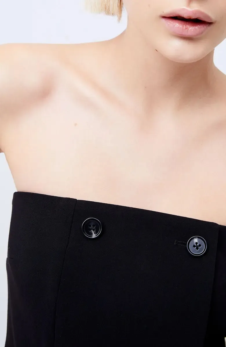 Double Breasted Strapless Twill Mini dress in black Gloria Lanvin