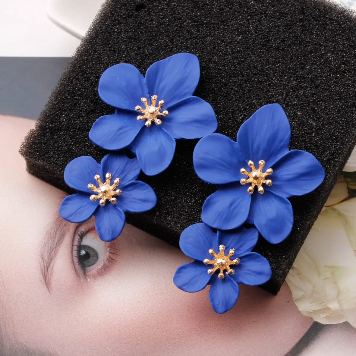 DOUBLE FLOWER EARRINGS Gloria Lanvin