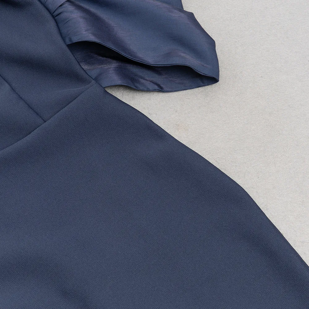 DRAPED BARDOT MAXI DRESS IN NAVY BLUE Gloria Lanvin