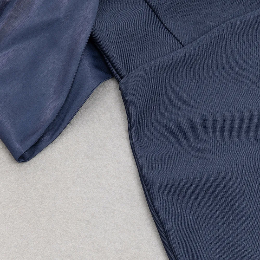 DRAPED BARDOT MAXI DRESS IN NAVY BLUE Gloria Lanvin