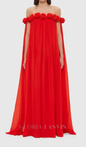 draped floor length dress in scarlet Gloria Lanvin