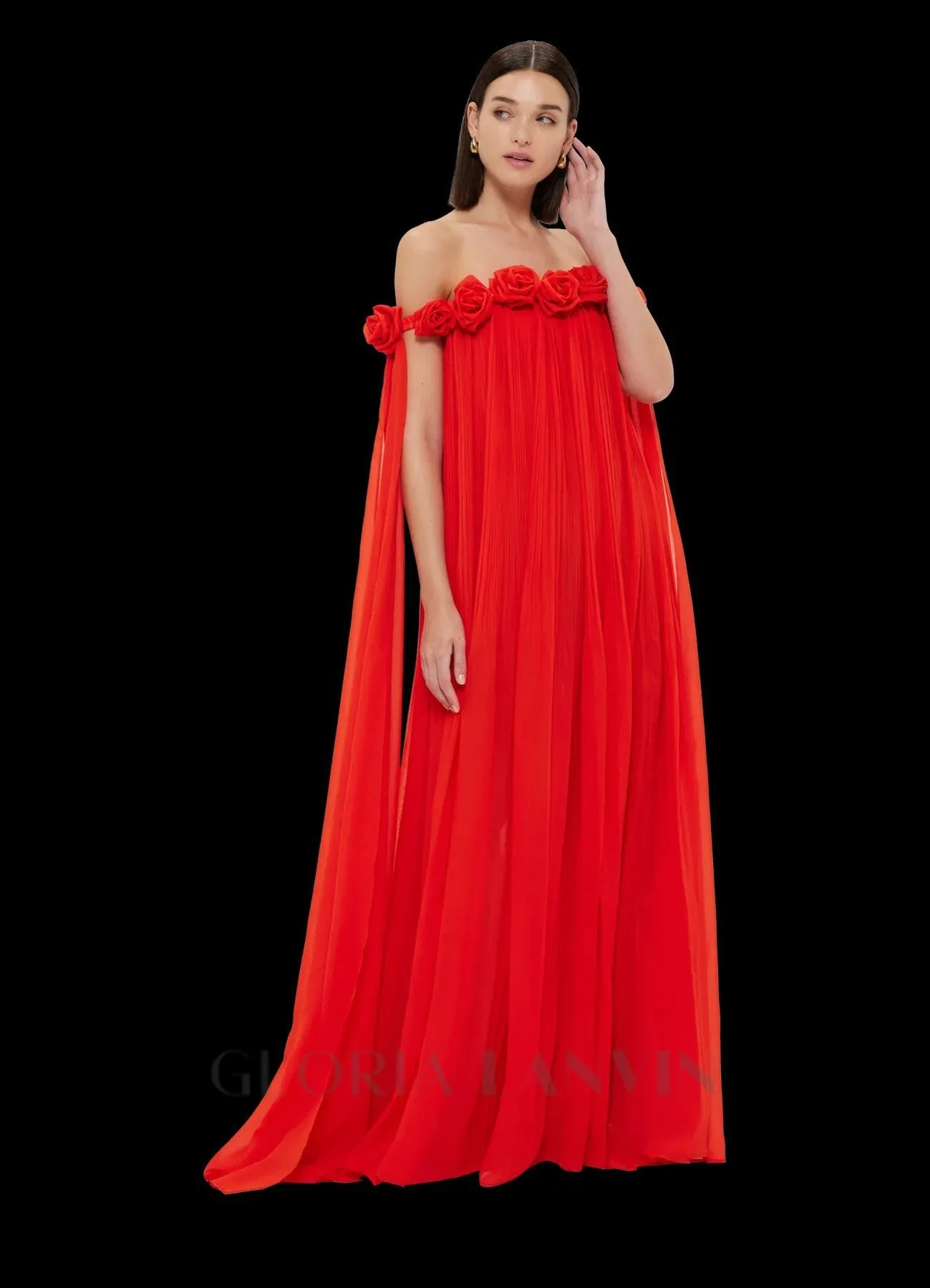draped floor length dress in scarlet Gloria Lanvin