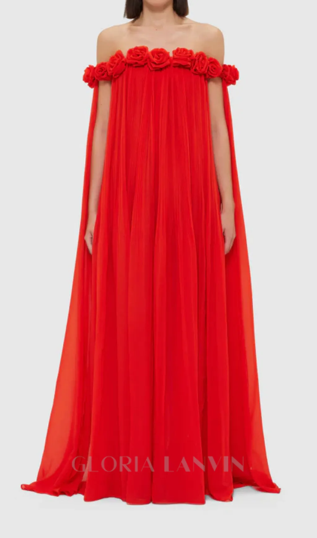 draped floor length dress in scarlet Gloria Lanvin