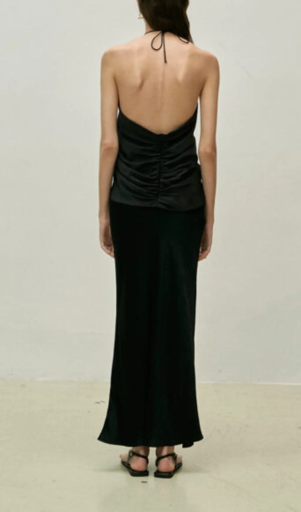 DRAPED HALTERNECK TOP IN BLACK Gloria Lanvin