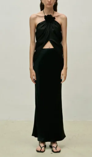 DRAPED HALTERNECK TOP IN BLACK Gloria Lanvin