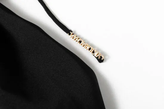DRAPED HALTERNECK TOP IN BLACK Gloria Lanvin