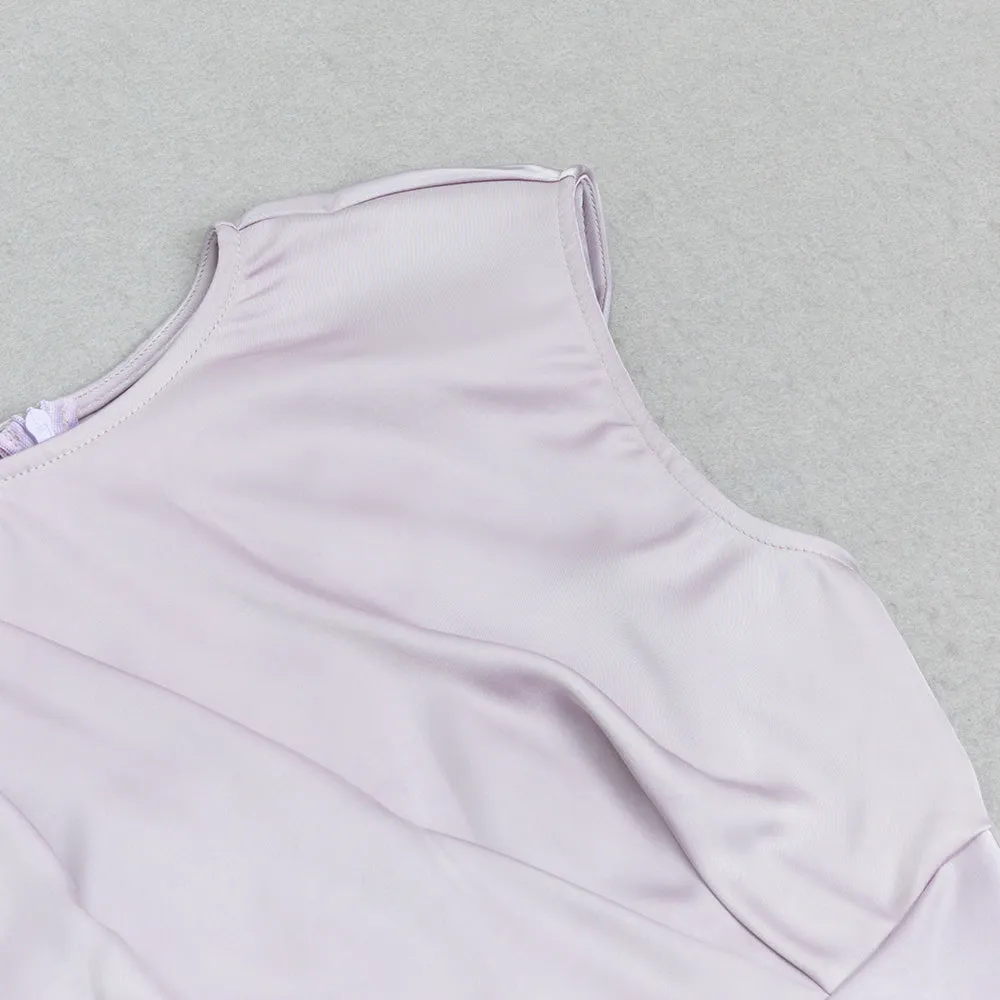 DRAPED MIDI SILK DRESS LAVENDER Gloria Lanvin