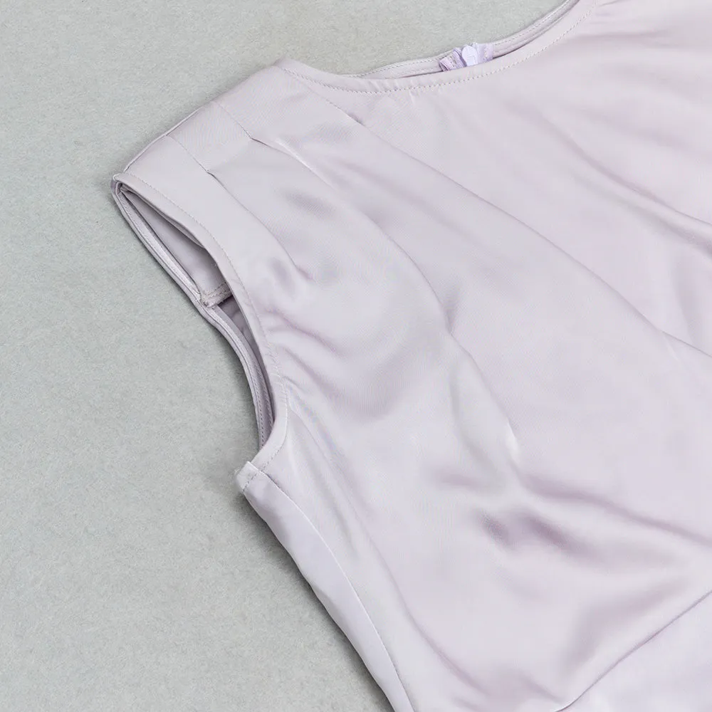 DRAPED MIDI SILK DRESS LAVENDER Gloria Lanvin