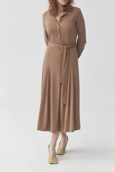 Drawstring waist midi dress in brown Gloria Lanvin