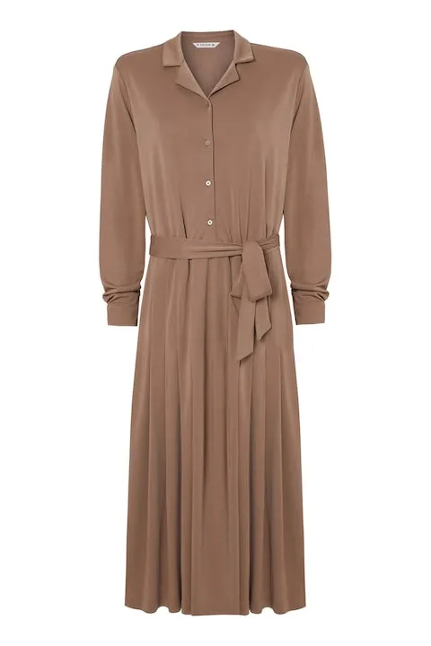 Drawstring waist midi dress in brown Gloria Lanvin