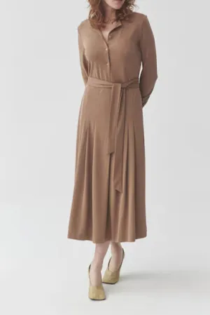 Drawstring waist midi dress in brown Gloria Lanvin